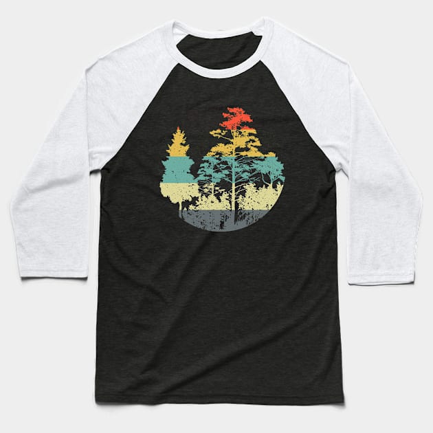 vintage sunset forest trees Baseball T-Shirt by hardy 